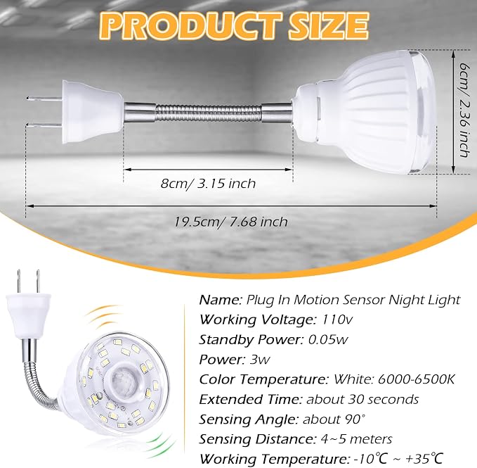Yahenda 3 Pack Motion Activated LED Night Light Plug in Smart Dusk Dawn Sensor - Image 2