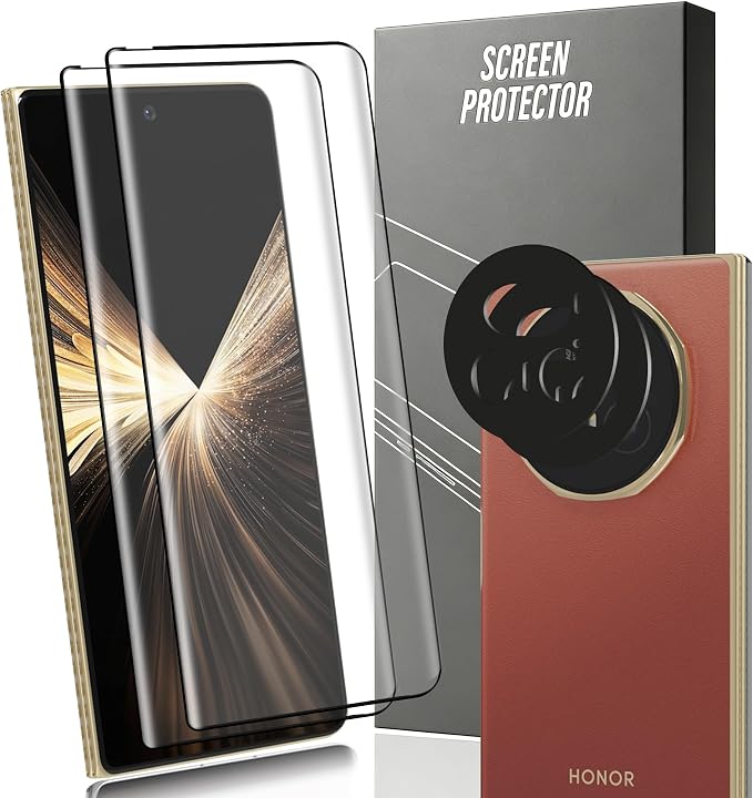2+2 Pack for Honor Magic V5 Screen Protector, Tempered Glass + Camera Lens by Unknown