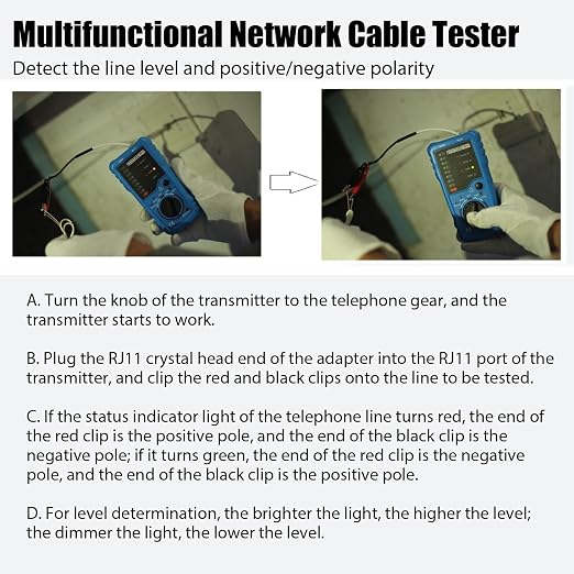 Network Cable Tester, Cat5 Cat6 Ethernet LAN Network Wire Tracer - Image 4