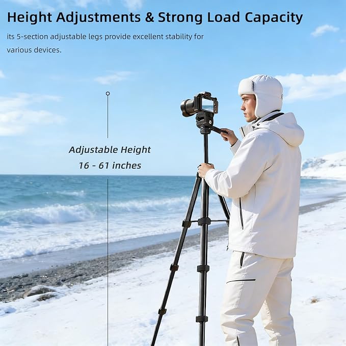 Camera Tripod, Travel Tripod for Camera Canon EOS Rebel Nikon, Compatible - Image 3