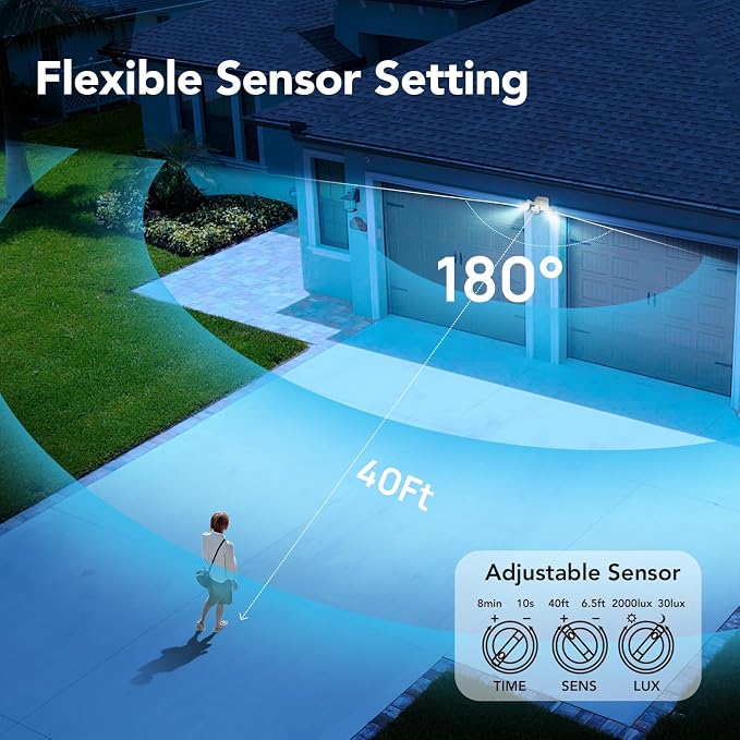 OREiN Motion Sensor Outdoor Lights, 450° Superwide Adjustment Dimmable Dusk to - Image 5