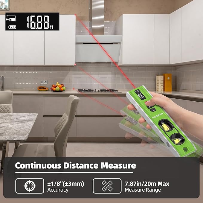 Huepar 3-in-1 Laser Level /65Ft Laser Distance Measure/Magnetic Torpedo Level - Image 2