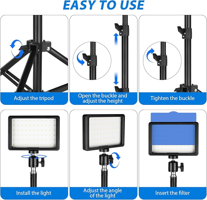LED Photo Video Light 2-Pack, Ci-Fotto Dimmable 5600K USB LED Continuous Light - Image 6