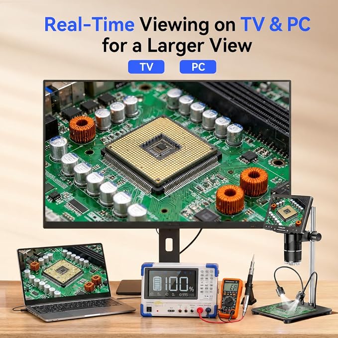 TOMLOV TriL107 3-Lens Digital Microscope: 7" 2500X 2K HD Coin Microscope - Image 8