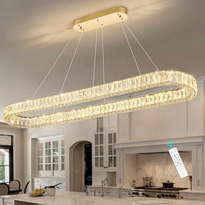HAIXIANG Crystal 59 Inch Long Chandelier Modern Dimmable LED Chandeliers - Image 9