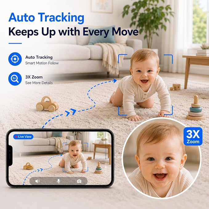 Indoor Security Camera, 5GHz 3MP Baby Monitor Camera - Image 4