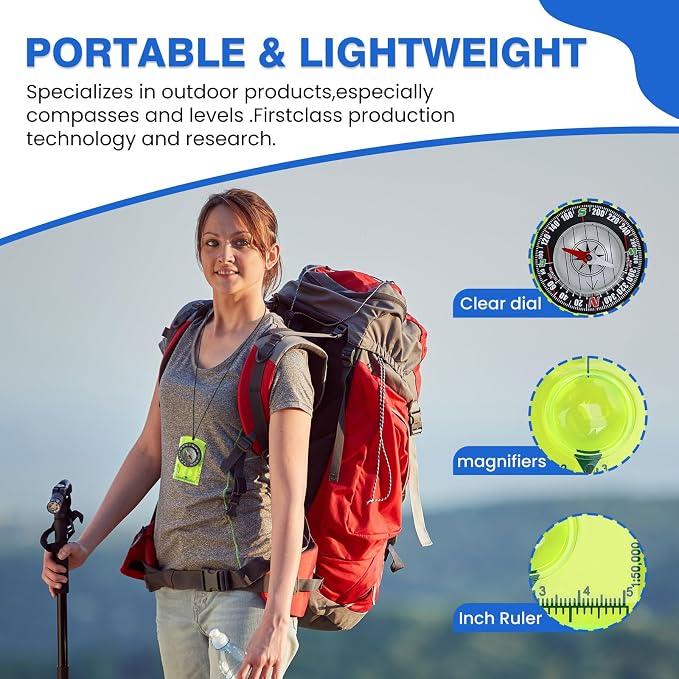 Outdoor Compass with Adjustable Declination, Navigation and Survival. - Image 4