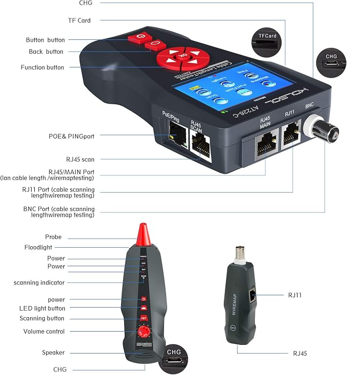 Network Cable Tester, AT226-C NF-8601W LAN Ethernet Cable Tester RJ45 UTP STP - Image 6
