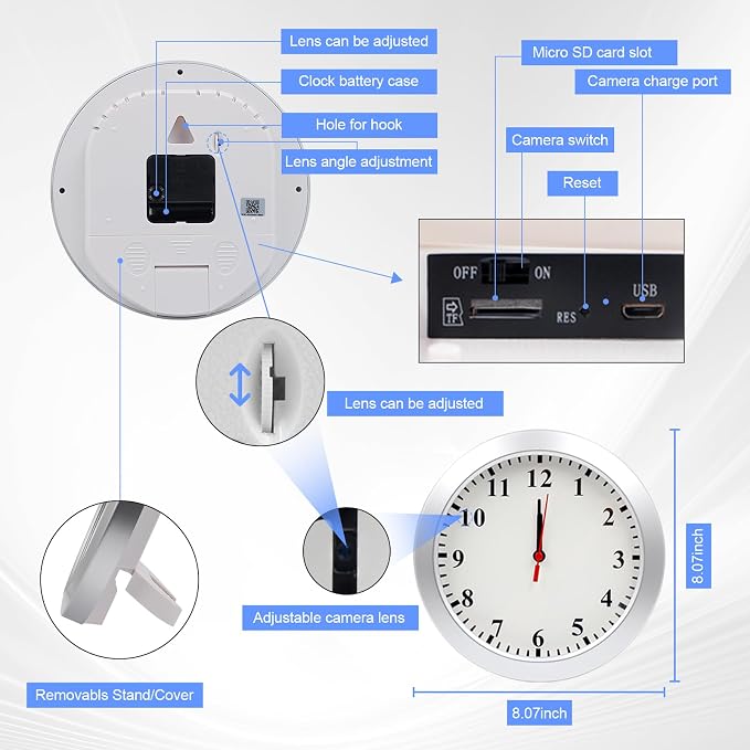 WiFi Security Camera, Hidden Camera Clock, Spy Camera - Image 7