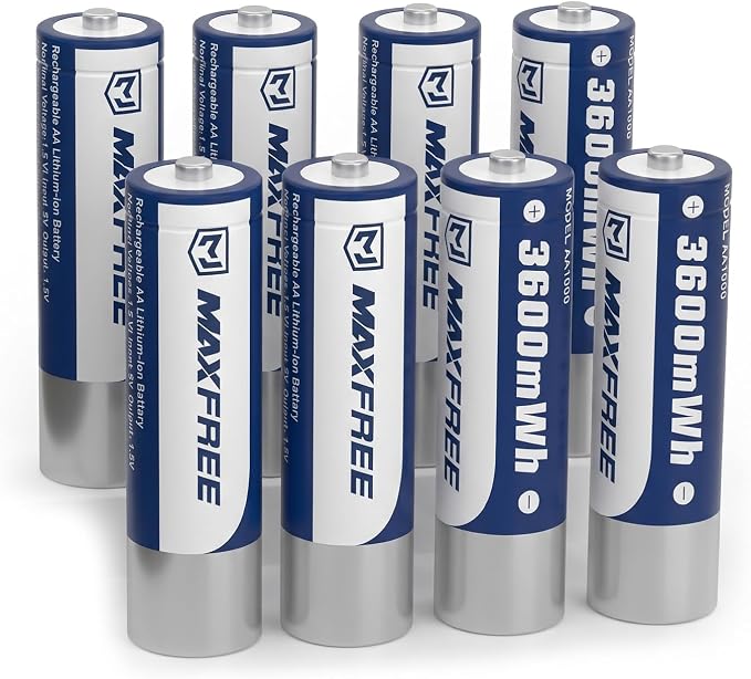 Maxfree Rechargeable Lithium AA Batteries, Cycle Times Up to 2500 – by MAXFREE