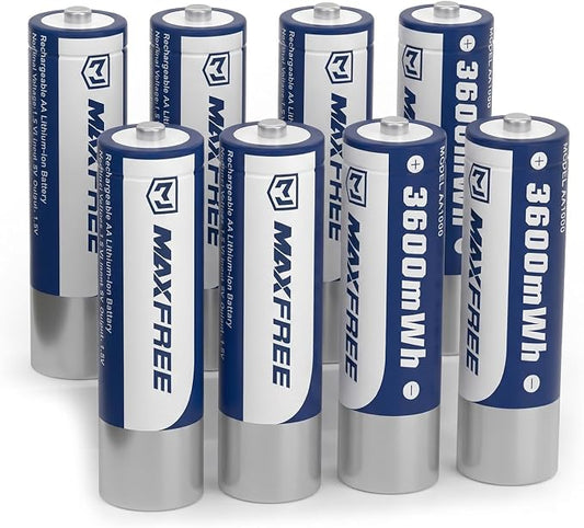 Maxfree Rechargeable Lithium AA Batteries, Cycle Times Up to 2500 – by MAXFREE