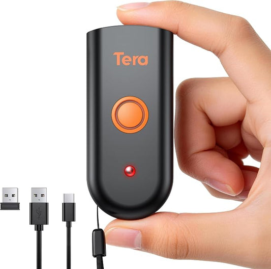 Tera Mini 1D 2D QR Wireless Barcode Scanner, Waterproof Shockproof Pocket by Tera
