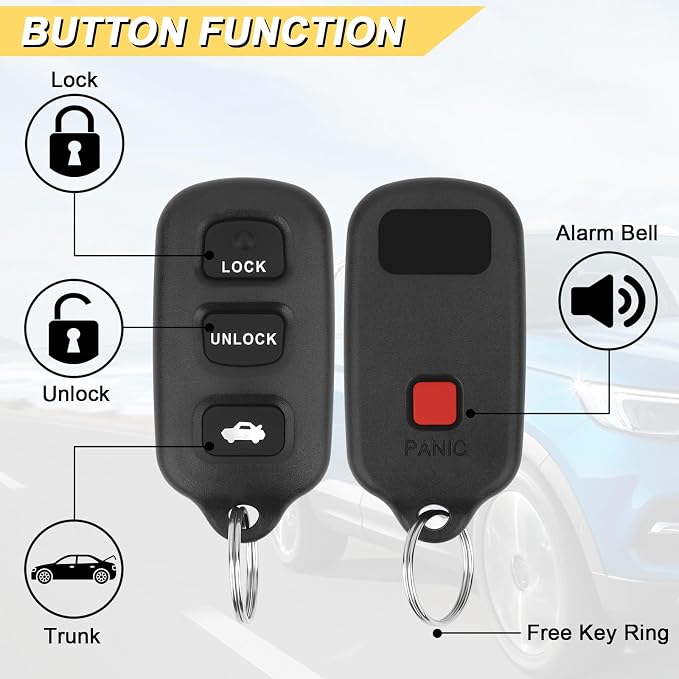 Vurkcy Key Fob Replacement for 2002-2006 Toyota Camry/ 03-08 Matrix/ 99-03 - Image 3
