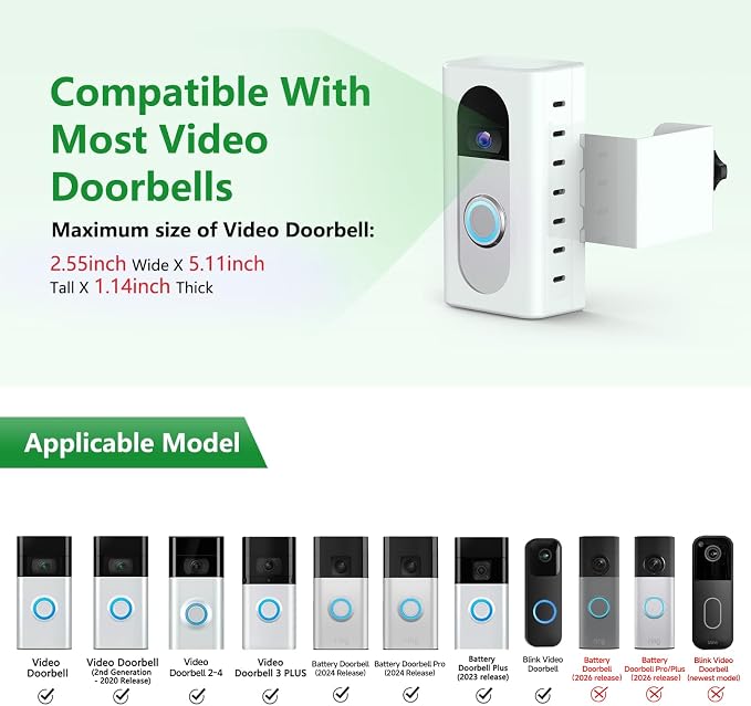 QIBOX Anti-Theft Video Doorbell Mount Compatible - Image 2