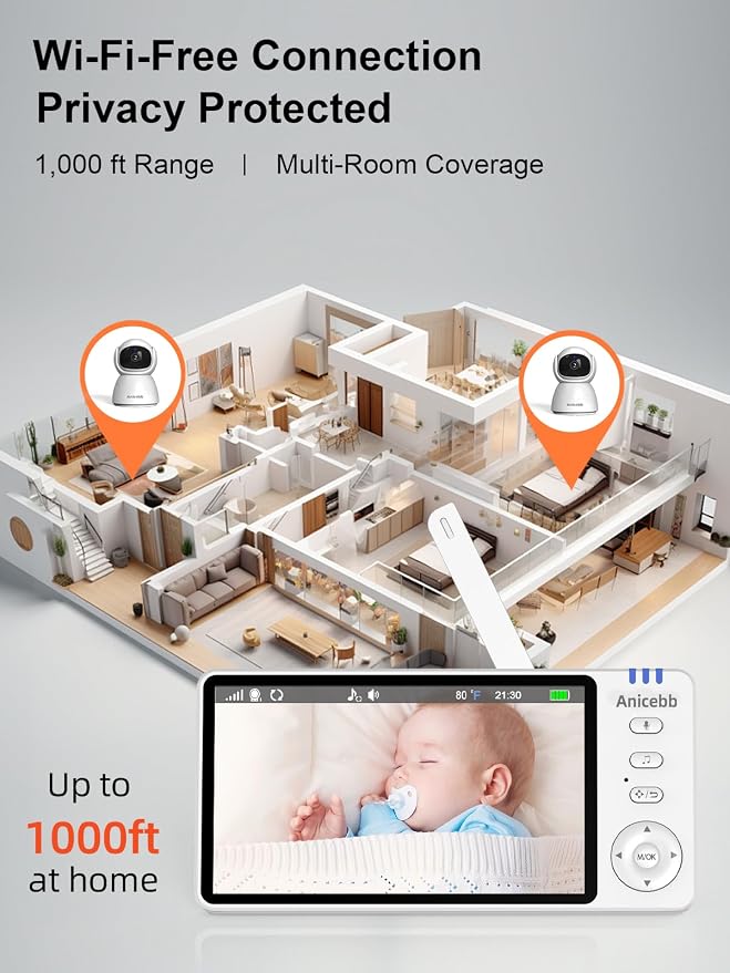 5" HD Video Baby Monitor with Camera and Audio, No WiFi Hack-Proof Security - Image 7