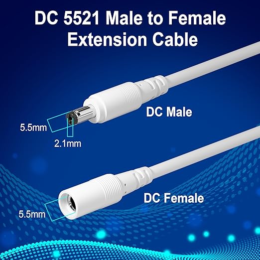 12V DC Power Extension Cable 35 FT, 5.5 mm x 2.1 mm 5521 Male to Female Supply - Image 2