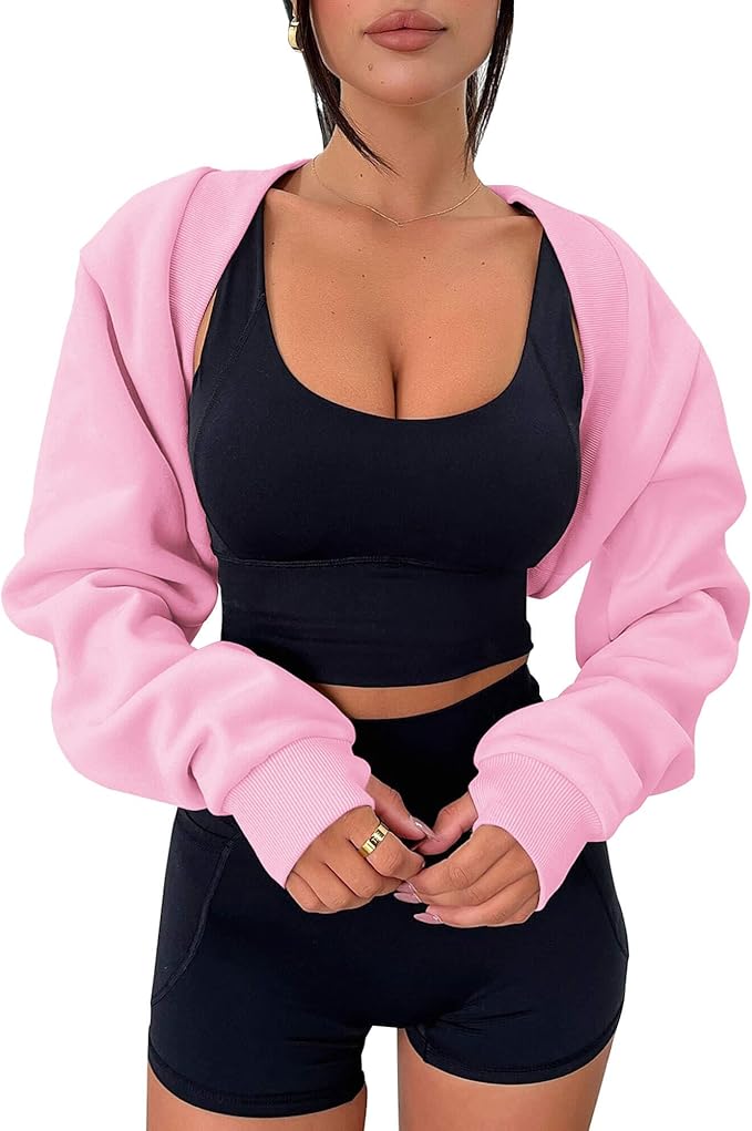 Zwurew Women's Bolero Shrug Long Sleeve Cropped Sweatshirt by Zwurew