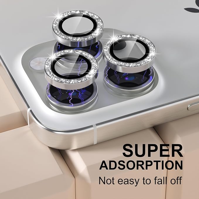 Misea Compatible for iPhone 16 Pro/iPhone 16 Pro Max Camera Lens Protector Bling - Image 6