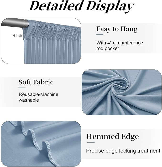20ft x 12ft Dusty Blue Backdrop Curtains - Image 4