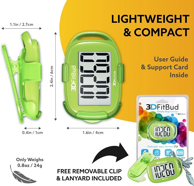 3DActive 3DFitBud Simple Step Counter Walking 3D Pedometer - Image 6