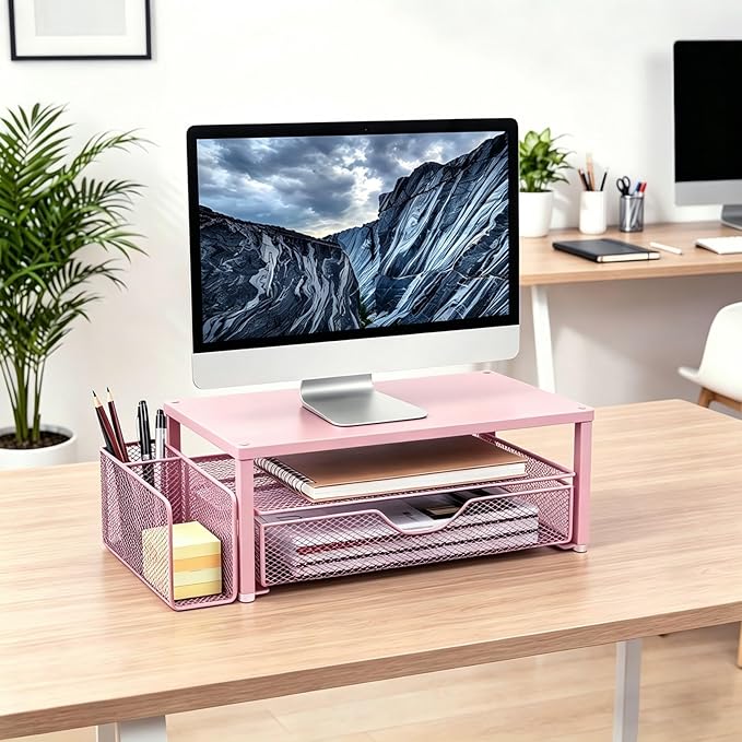 Spacrea Desk Organizer and Accessories, Computer Monitor Stand Riser - Image 7