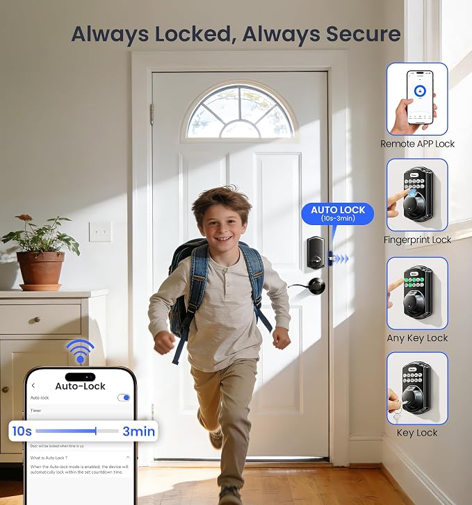 Veise VE012W-B Wi-Fi Fingerprint Smart Lock - Image 7