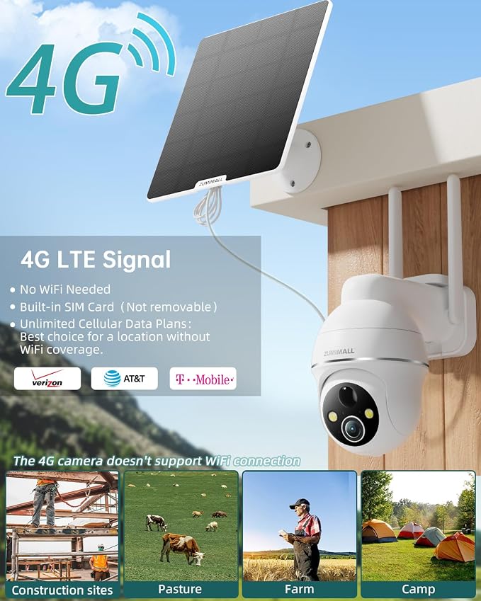 ZUMIMALL 4G LTE Cellular Security Camera, No WiFi Outdoor Camera Wireless - Image 2