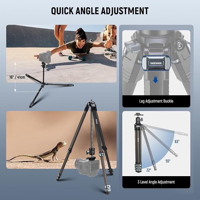 NEEWER 60.4" Travel Tripod Carbon Fiber - Image 4