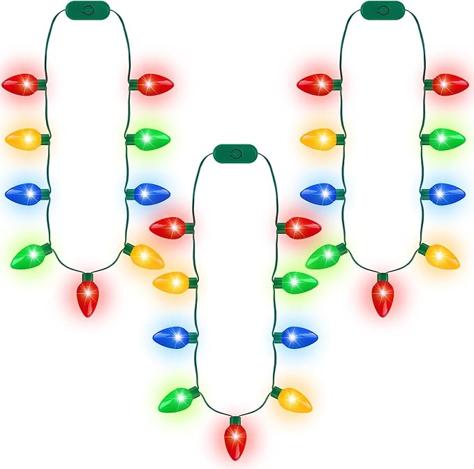Blowata 9PCS Christmas Light Necklace Light up, 3 Modes Christmas Necklace by Blowata