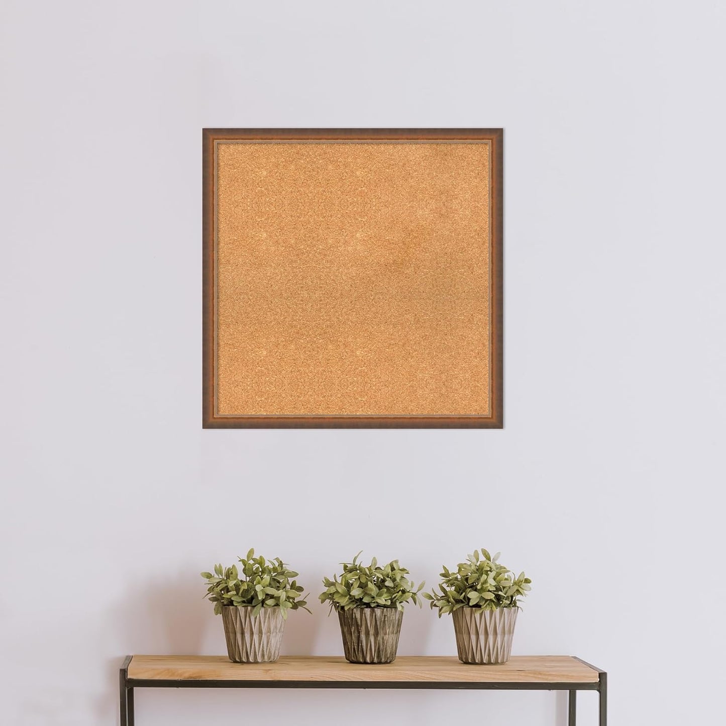 Amanti Art Natural Cork Board for Wall, 28x28 Vision Board with Bronze Frame, Large Corkboard Office Decor for Home Organization, Modern Corkboard Pinboard to Display Items for Home Organization in