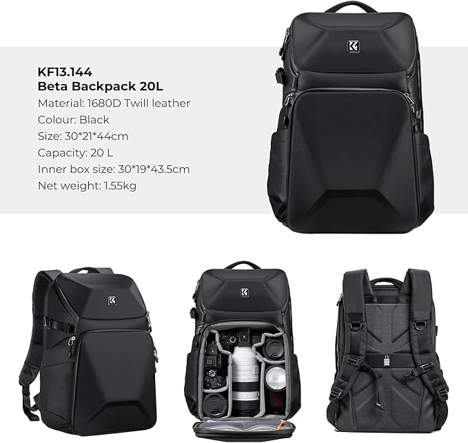 K&F CONCEPT Camera Backpack Hard Shell 20L Photography Camera Bag Hardshell Case - Image 8