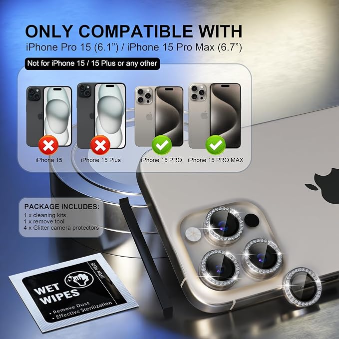 Choiche Compatible for iPhone 15 Pro/iPhone 15 Pro Max Camera Lens Protector - Image 2