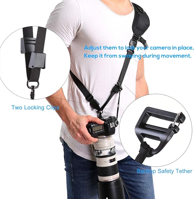 Waka Camera Neck Strap with Quick Release, Safety Tether and Underarm Strap - Image 6