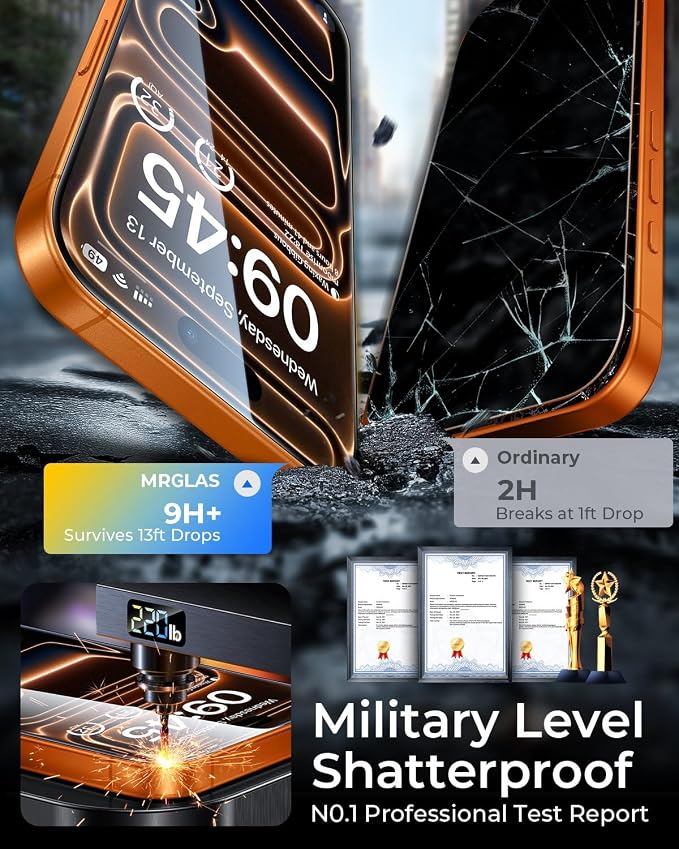 MRGLAS TOP 9H+ Glass 2+2 Packs for iPhone 17 Pro Privacy Screen Protector - Image 4