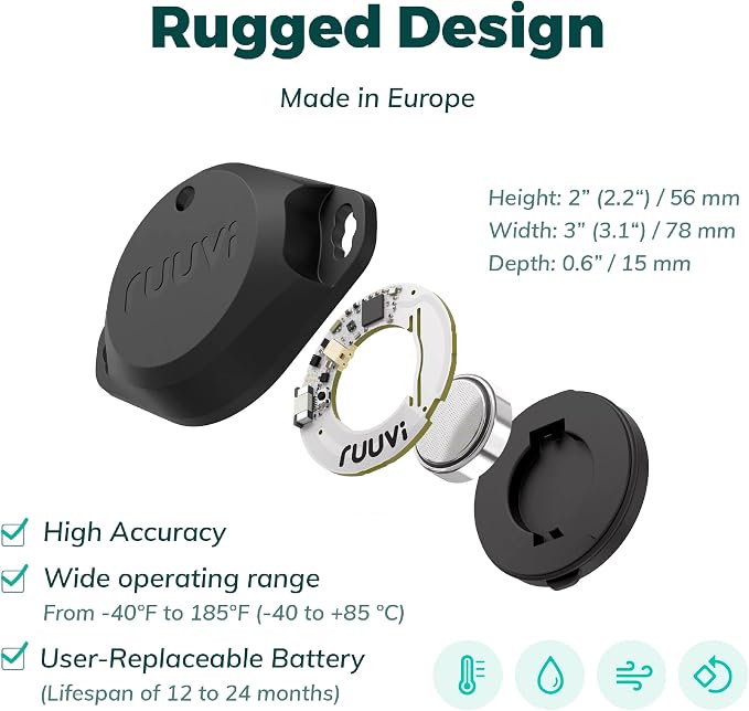 RuuviTag Pro 4in1 Wireless Bluetooth Temperature, Air Humidity, and Air - Image 2