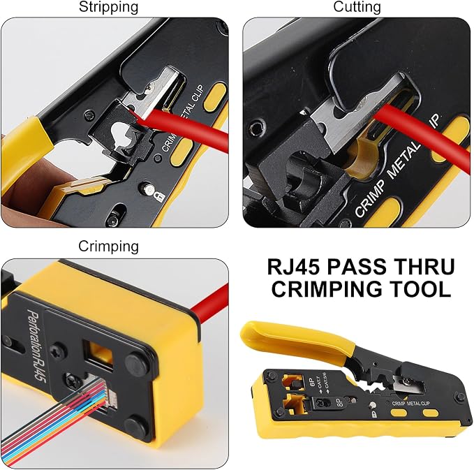 Network Crimping Tool Kit All-in-One Pass Through RJ45 Crimper - Image 3