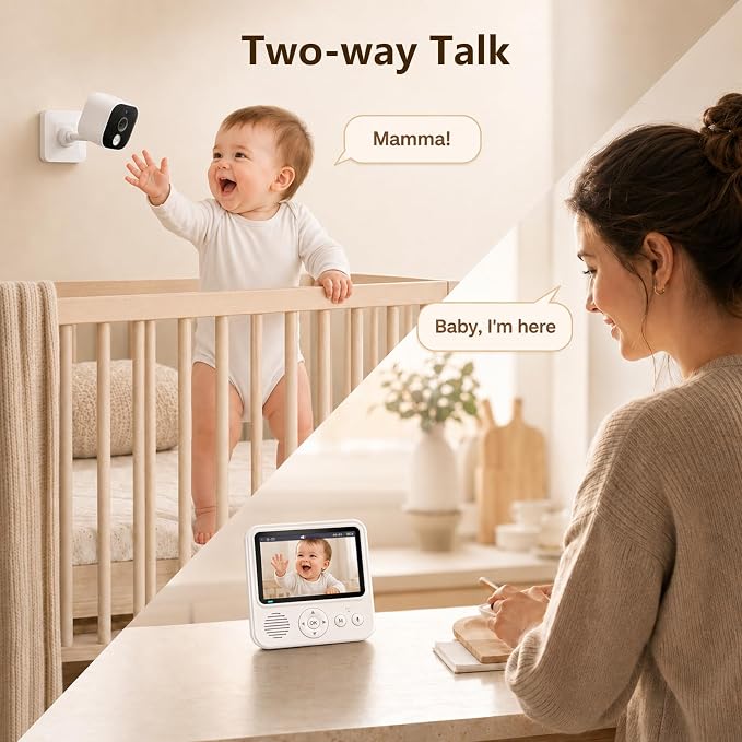 Baby Monitor with Camera and Audio, No WiFi Baby Monitor with 2.8" IPS Screen - Image 6