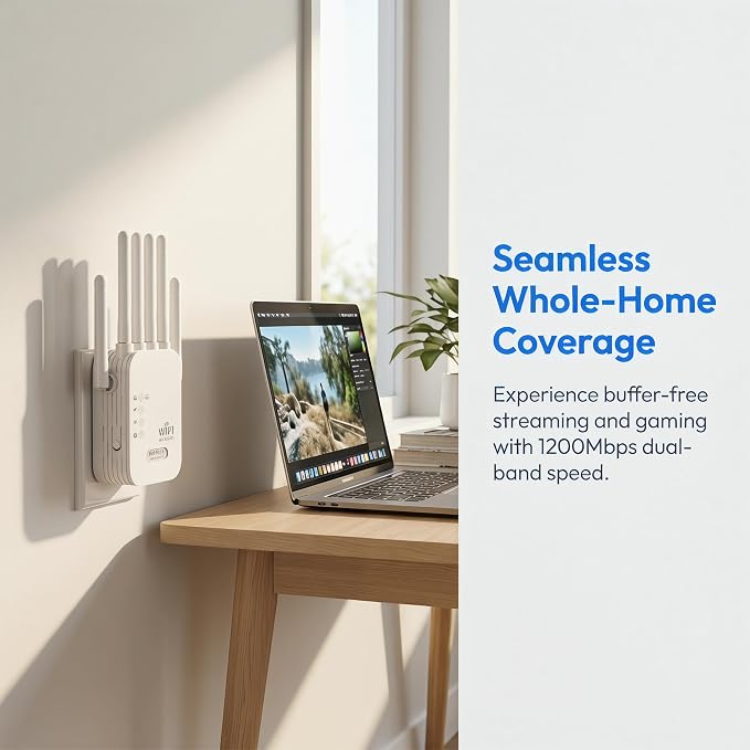 WiFi Extender - 2026 Upgraded Signal Intensifier, 1200Mbps WiFi Extender Signal - Image 4