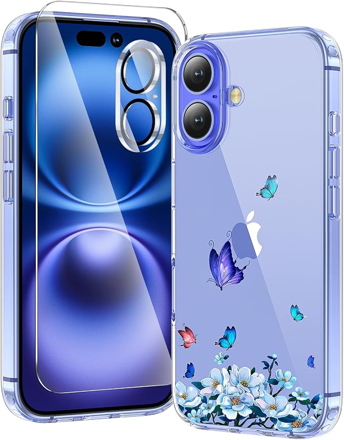 toushion 3 in 1 for iPhone 16 Case Clear, Screen Protector *1 & Camera Lens by Unknown
