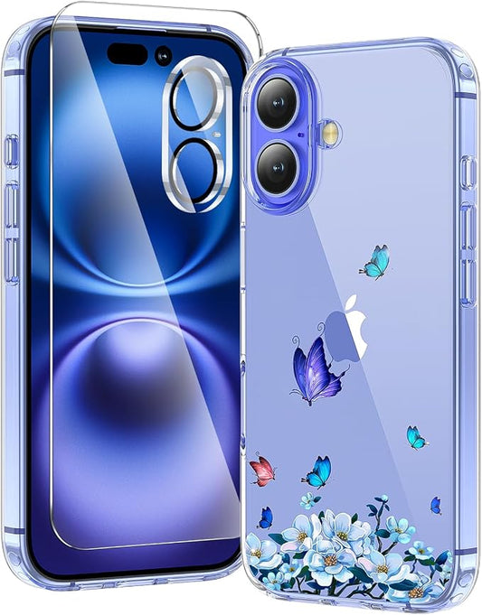 toushion 3 in 1 for iPhone 16 Case Clear, Screen Protector *1 & Camera Lens by Unknown