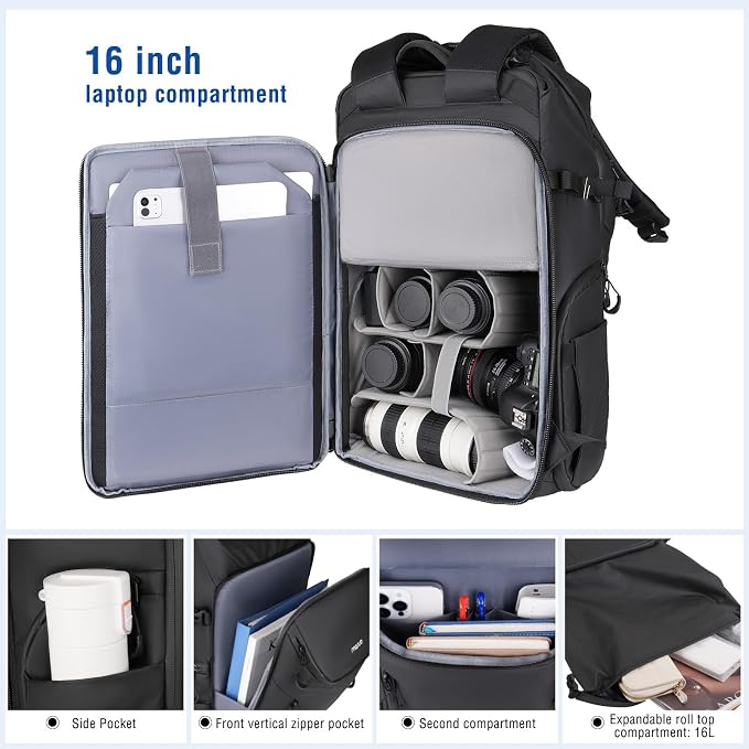 MOSISO Waterproof Camera Backpack, DSLR/SLR/Mirrorless Large Camera Bag - Image 6