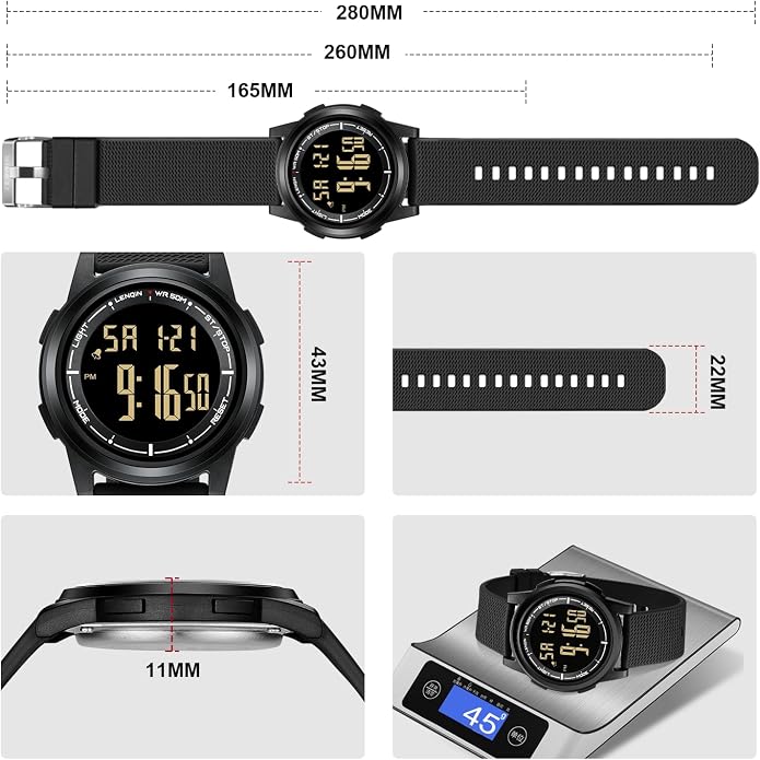 HANPOSH Mens Digital Watch Ultra Thin Minimalist Sports Waterproof Outdoor LED - Image 7