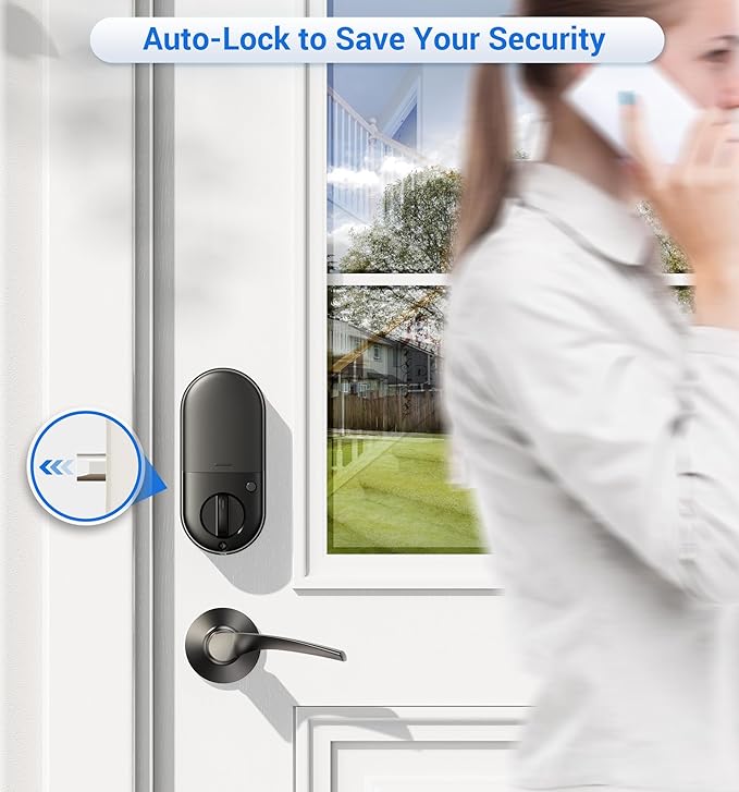 Veise RZ07B Smart Locks for Front Door, 2 Lever Handles, Fingerprint Keyless - Image 3