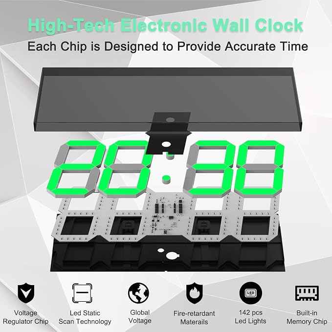 CHKOSDA LED Large Digital Wall Clock, Oversize Wall Clock - Image 6