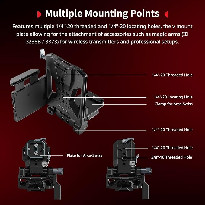 SMALLRIG Foldable V Mount Battery Plate Kit Pro, w/QR Plate - Image 9