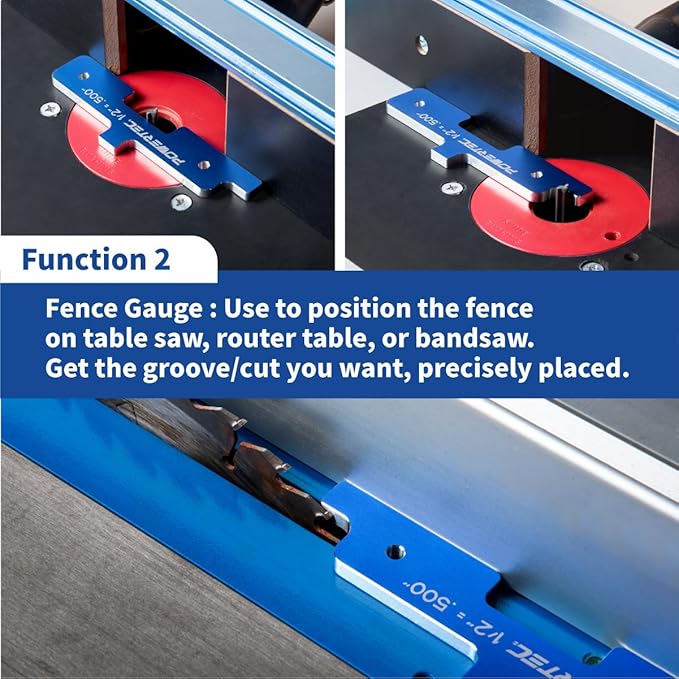 POWERTEC Router Setup Blocks Woodworking 7PC Set, Router Depth Gauge, Aluminum - Image 5