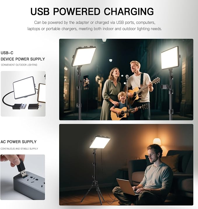 1-Pack LED Video Light Kit, NiceVeedi Photography Lighting Kit, 2800-6500K - Image 5