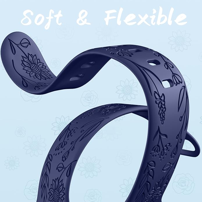 SNBLK 6 Pack Floral Engraved Bands Compatible - Image 5