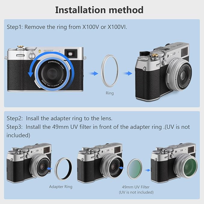 Haoge Lens Filter Adapter Ring for Fujifilm X100VI Fuji FinePix X100V Camera - Image 8