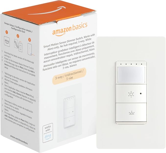 Amazon Basics Smart Motion Sensor Dimmer Switch, Works by AmazonBasics
